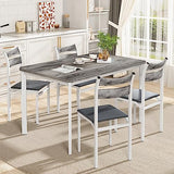 DKLGG Dining Table Set for 4, 43.3" Dining Room Table with 4 Upholstered PU Leather Chairs, Modern Wood Kitchen Table and Chairs Set, 5-Piece Dinette Set for Breakfast Nook, Small Places, Grey DKLGG