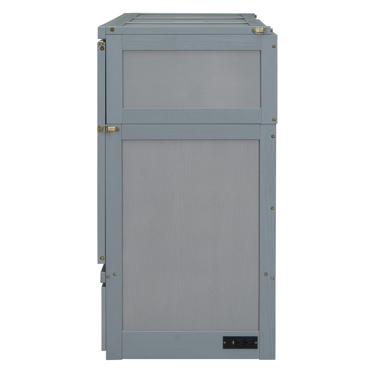 Merax Queen Murphy Bed Cabinet with Storage Drawers, Chest Cube Bed for Guest Room, Built-in Sockets & USB Ports, for Home Office or Small Bedroom, Grey Merax