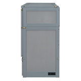 Merax Queen Murphy Bed Cabinet with Storage Drawers, Chest Cube Bed for Guest Room, Built-in Sockets & USB Ports, for Home Office or Small Bedroom, Grey Merax