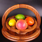 Handmade Wood Carving Fruit Plate -Wooden Fruit Basket, Creative Foldable Fruit Basket, Divided Snack Serving Tray, Collapsible Bread Nuts Baskets, Wooden Container for Candy, Fruit, Nuts Generic