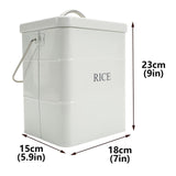 Xbopetda Metal Rice Storage Box, Square Rice Container with Lid and handle, Sealed Food Storage Bin for Kitchen, Countertop Organizer Jar for Rice Flour Soybean Grain Cereal-White Xbopetda