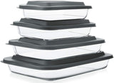 8-Piece Deep Glass Baking Dish Set with Plastic lids,Rectangular Glass Bakeware Set with Lids, Baking Pans for Lasagna, Leftovers, Cooking, Kitchen, Freezer-to-Oven and Dishwasher, Gray M MCIRCO