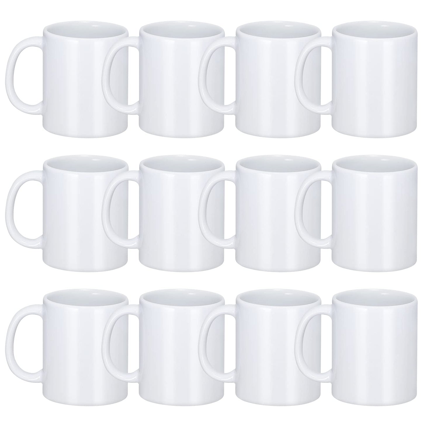 DANALLAN Sublimation Mugs, Premium Coffee Mugs Set of 12 White Ceramic Sublimation Cups 11 oz Christmas Coffee Mug for Soup Tea Milk Latte Hot Chocolate