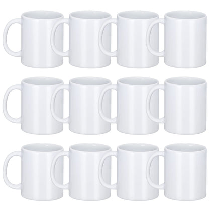 DANALLAN Sublimation Mugs, Premium Coffee Mugs Set of 12 White Ceramic Sublimation Cups 11 oz Christmas Coffee Mug for Soup Tea Milk Latte Hot Chocolate