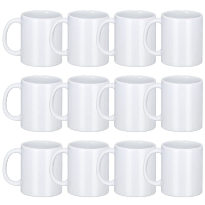 DANALLAN Sublimation Mugs, Premium Coffee Mugs Set of 12 White Ceramic Sublimation Cups 11 oz Christmas Coffee Mug for Soup Tea Milk Latte Hot Chocolate