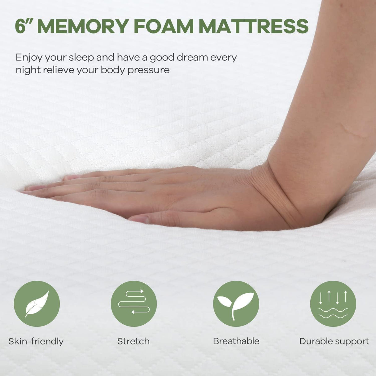 NChanmar 6 Inch King Gel Memory Foam Mattress Pressure Relieving, Cooling Gel Foam, CertiPUR-US Certified, Bed-in-a-Box, Pressure Relieving, White NChanmar