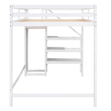 Harper & Bright Designs White Full Loft Bed with Storage Staircase and Wardrobe for Kids Harper & Bright Designs