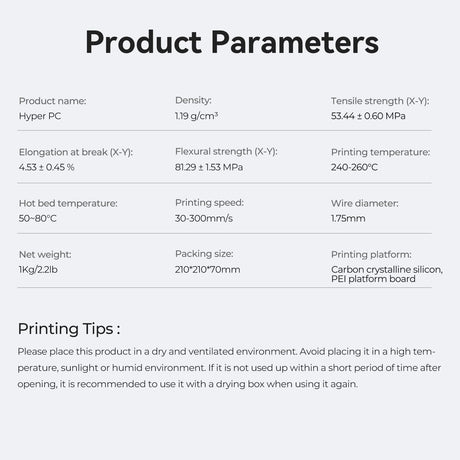 Creality Hyper PC Filament for 3D Printing, 3D Printer Filament with High Heat Resistance, Crystal-Clear, Easy to Print, Less Warping Creality