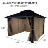 Aoodor 10' x 13' Gazebo Curtain Set Protecting Privacy Side Walls 4 Panels,Curtain Only (Brown) Aoodor
