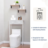MOHOPE 2-Tier Over The Toilet Storage with 2 Fabric Drawers, Freestanding Above The Toilet Storage Cabinet, Space Saver Metal Over Toilet Bathroom Organizer Shelf for Small Space, White MOHOPE