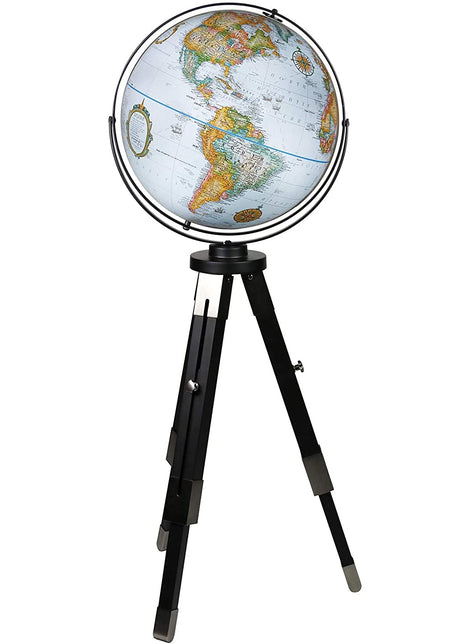 Replogle Willston - Blue Ocean World Globe with Black Metal Tripod Stand, Adjustable Height, Floor Globe, Detailed, Up-to-Date Cartography(16"/40cm Replogle
