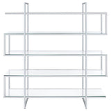 Coaster Home Furnishings Contemporary Zig Zag Chrome Bookcase with Clear Glass Shelves Coaster Home Furnishings