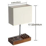 Briever USB Table Lamp, Multi-Functional Bedside Desk Lamp with 2 AC Outlets, 3 USB Charging Ports and Wooden Phone Stands, Modern Nightstand Lamp for Bedroom, Guest Room, Office Briever