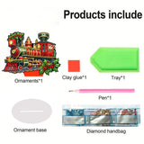 POETRYDRAW Diamond Art Ornament Desktop Kit Christmas Train, DIY Stand Up Acrylic Diamonds Painting Ornament for Adults, 5D Special Diamond Gem Craft Tabletop Placement Board Kit POETRYDRAW