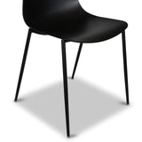 POLY & BARK Isla Modern Kitchen Chairs Set of 4 - Plastic Dining Chair with Metal Legs - Quick Assembly Simple Cafe Chairs Plastic for Indoor or Outdoor - Ebony Black POLY & BARK