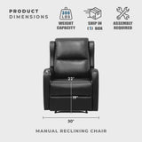 Lexicon Manual Recliner Chair, Reclining Sofa Chair, Home Theater Seating, Wall Hugger, Manual Recliner for Living Room/Office/Apartment, Easy Assembly, Black Faux Leather Lexicon