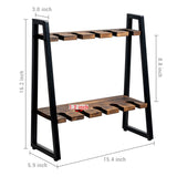 MyGift 2 Tier Rustic Brown Solid Wood Champagne Flute Stand with Industrial Matte Black Metal Frame, Tabletop Stemware Display Rack Fits up to 9 Inch Tall Glasses, Set of 2 MyGift