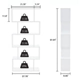 Yusong Modern 5-Tier Geometric Bookcase in White - Stylish S-Shaped Bookshelf for Home & Office Yusong