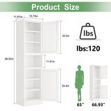 Ckzbx Tall Narrow Storage Cabinet 66.93" H Tall Bathroom Cabinets Metal Pantry Cabinet, 4 Adjustable Shelves for Kitchen, Home Office, Living Room, Dinning Room (16 inches Wide White) Ckzbx