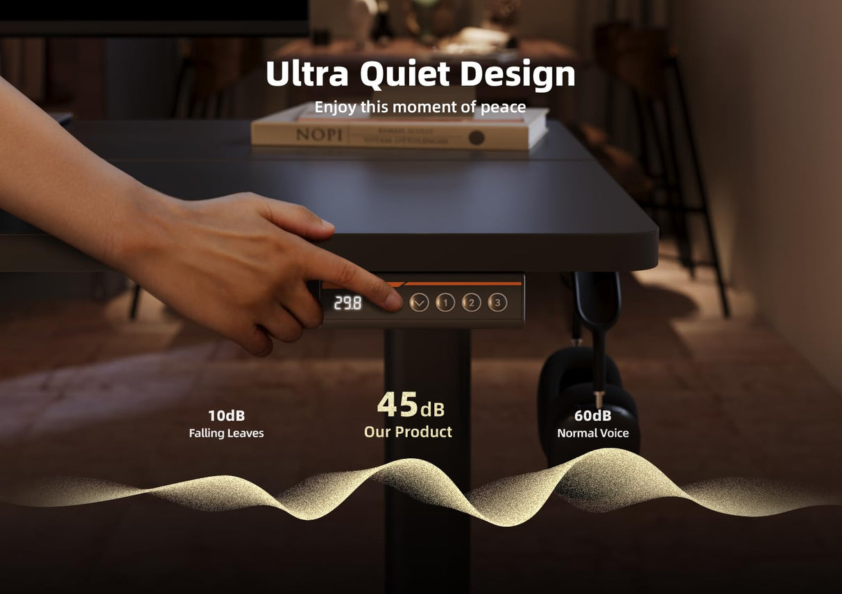 YDN Electric Standing Desk, Adjustable Height Stand up Desk, 55x24 Inches Sit Stand Home Office Desk with Splice Board, Black Top YDN