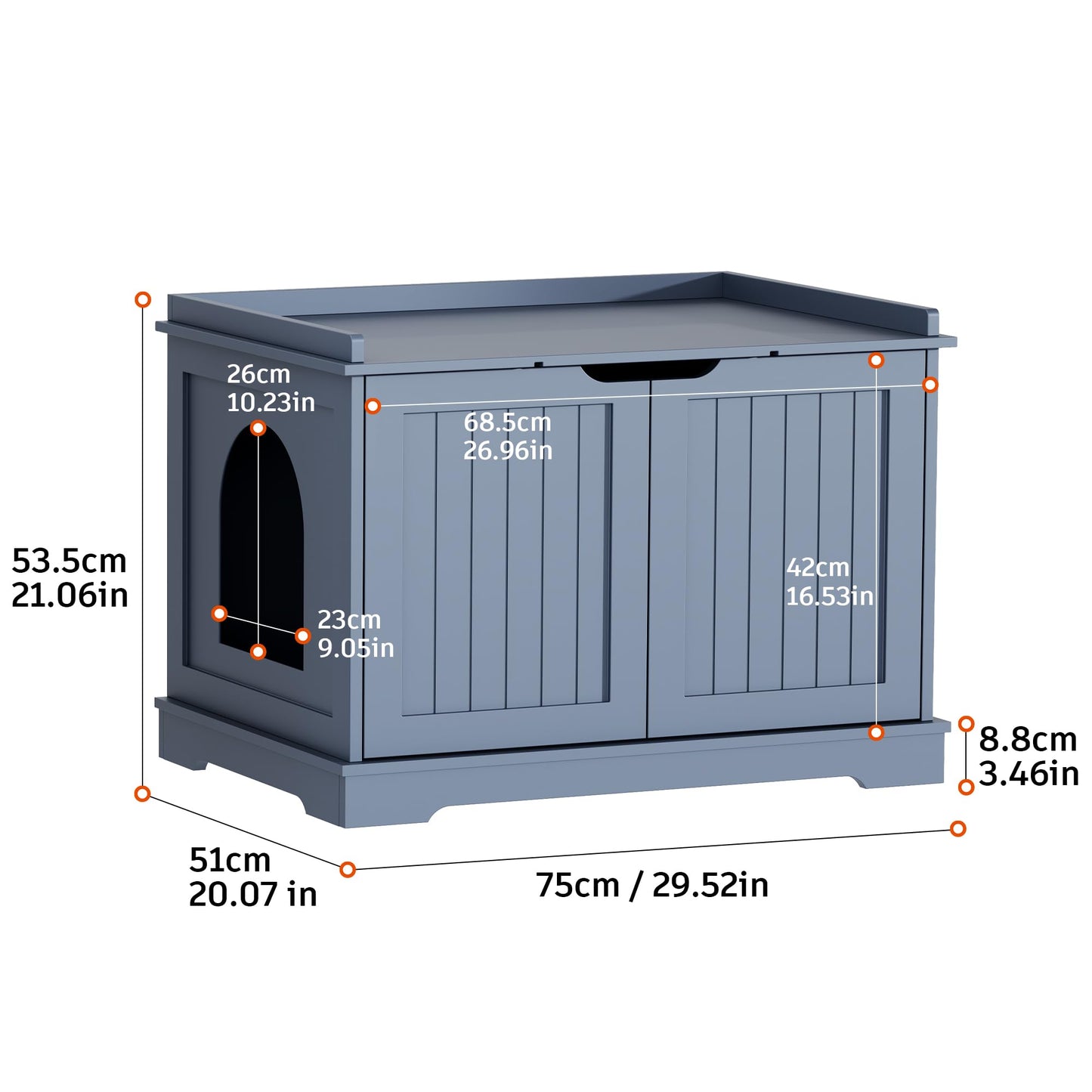 HOME BI Cat Litter Box Enclosure, Cat Litter Box Furniture Hidden, Cat Washroom Storage Bench, Pet Crate Furniture, Modern Wooden Cat Litter Cabinet, Cat Home, Kitty Hideaway, Gray - WoodArtSupply