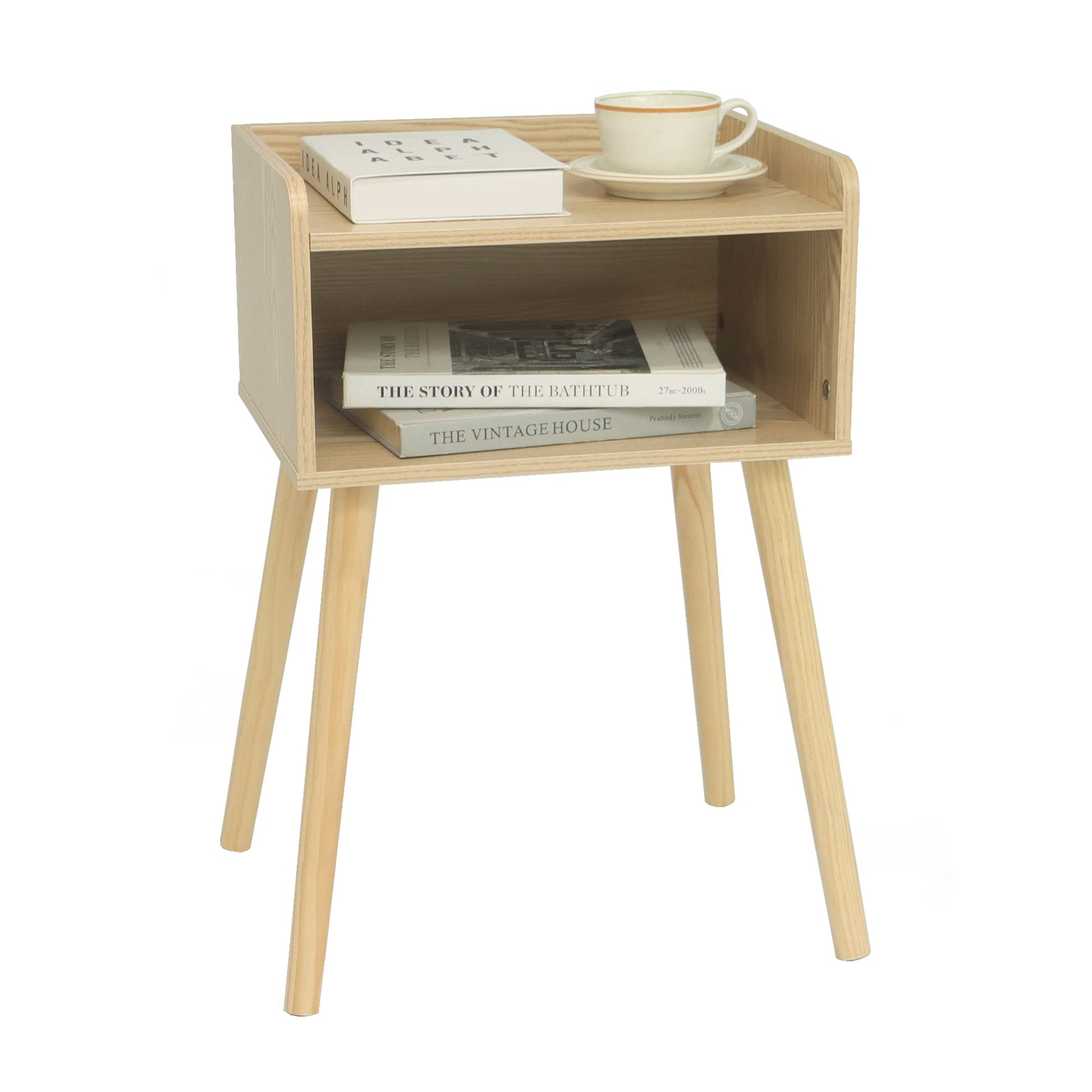 MaxSmeo Nightstand, Mid Century Modern Side Table Bedroom with Storage, Small End Bedside Table with Solid Wood Legs for Living Room, Office Small Spaces (Natural) - WoodArtSupply