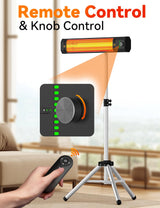 BALKO Outdoor Heaters for Patio, 9 Heating Levels, IP65 Waterproof Patio Heaters for Outdoor Use, 1500W Electric Heating Covers 400Sq.ft, 9H Timer, Tip-Over & Overheat Protection, 20FT Remote Control BALKO