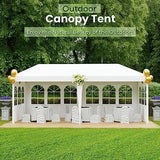 10x20 Outdoor Gazebo Wedding Party Tent Canopy Tent with 4 Removable Sidewalls,White FDW