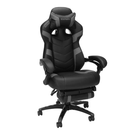 RESPAWN 110 Pro Gaming Chair - Gaming Chair with Footrest, Reclining Gaming Chair, Video Gaming Computer Desk Chair, Adjustable Desk Chair, Gaming Chairs For Adults With Headrest Pillow - Grey RESPAWN