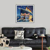 SJUTOUCI Cat Diamond Painting Kits for Adults, Diamond Art Kits for Beginners, DIY 5D Full Drill Diamond Dots Gem Craft Art Home Wall Decor 12x12 inch, Animals SJUTOUCI