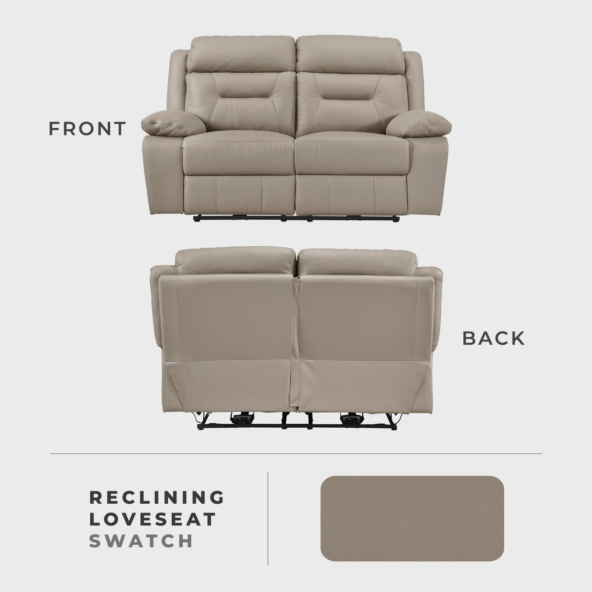 Lexicon Power Double Recliner Loveseat, Top Grain Leather Match Reclining Loveseat with Pillow Top Armrests, Home Theater Seating, Wall Hugger Recliner Love Seat with USB Port, 62.5" W, Latte Lexicon