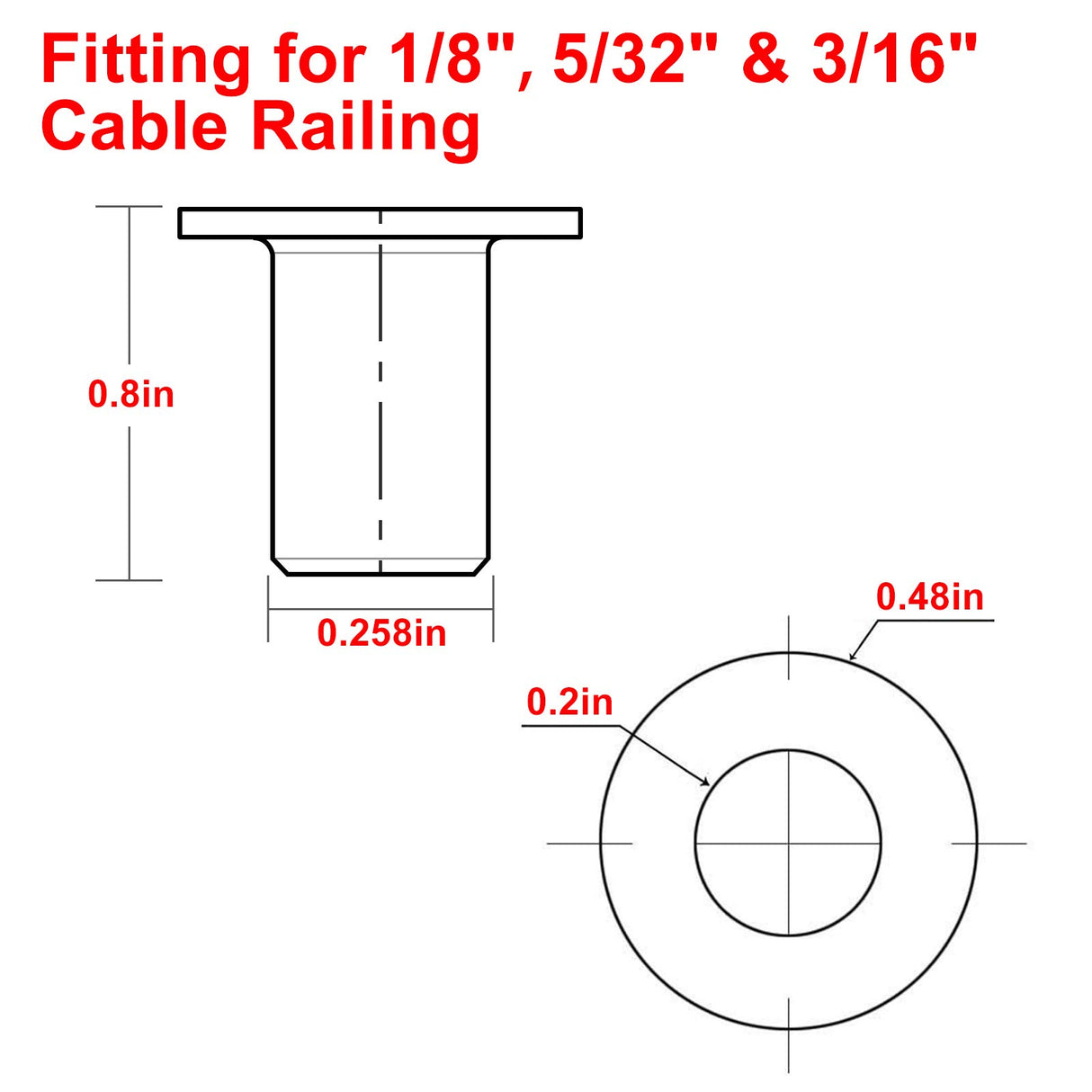 BLIKA 120 Pack Stainless Steel Protector Sleeves for 1/8" 5/32" or 3/16" Deck Cable Railing, for Wood/Composite Posts, T316 Marine Grade BLIKA