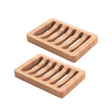 AmazerBath Soap Holder Soap Dish, Bamboo Soap Dish, 2 Pack Wood Soap Holder, Bar Soap Holder for Shower, Soap Tray Self Draining, Soap Saver for Shower, Bathroom, Kitchen(Natural Color) AmazerBath