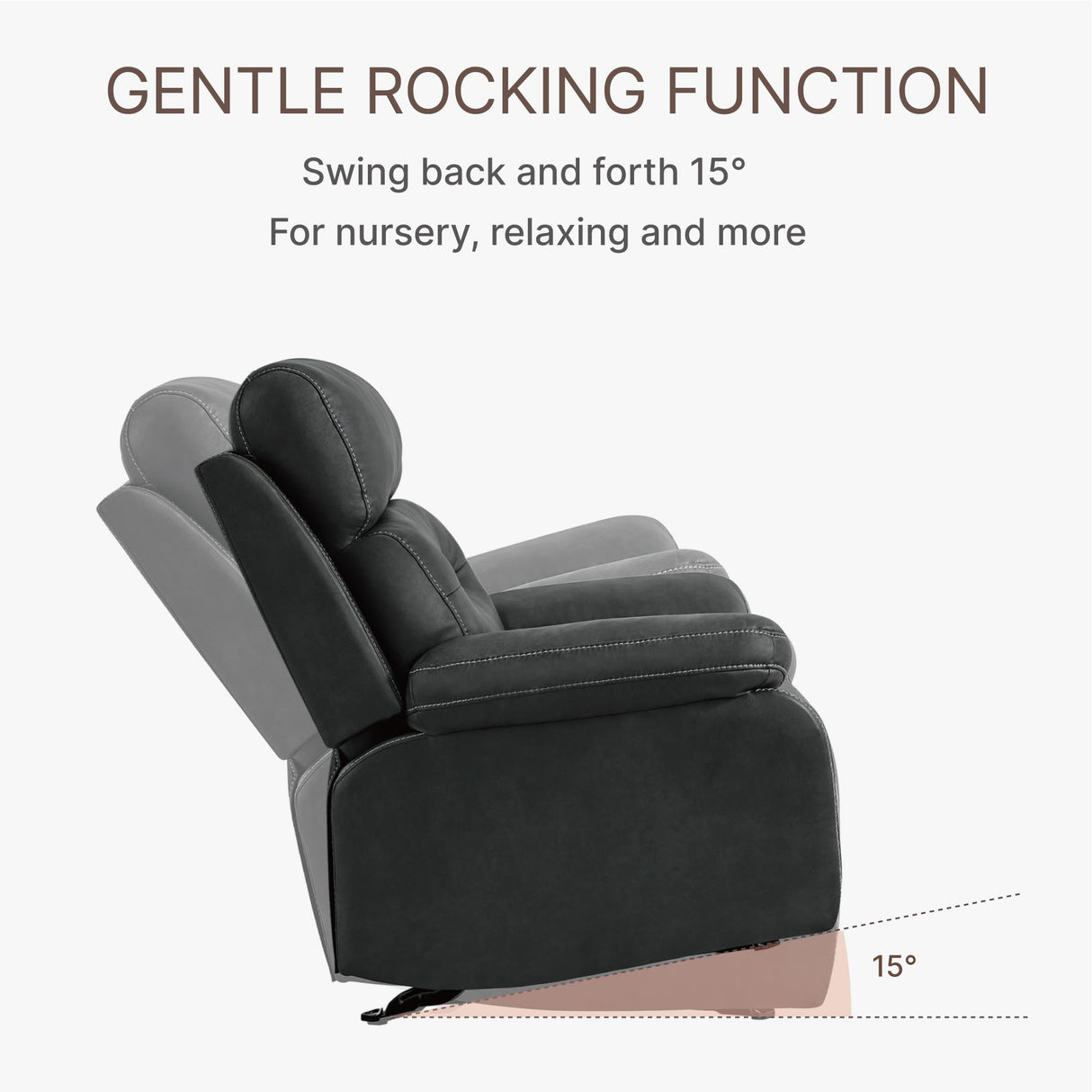 KISLOT Leather Recliner Chair Manual Sofa Rocker for Adults with Overstuffed Arm for Living Room Bedroom Home Theater Seating KISLOT