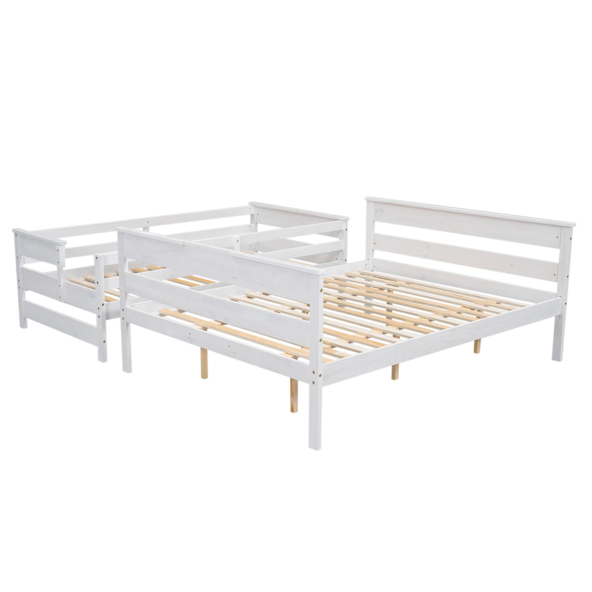 Kntyr Premium Solid Wood Twin XL Over Queen Bunk Bed - Versatile and Sturdy Design, Easily Converts to Two Beds - WoodArtSupply