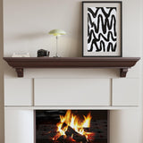 Fireplace Mantel, 60 Inch Rustic Fireplace Mantle with Arched Corbels, 100 lbs Weight Capacity Fire Place Mantel, Natural Wood Mantles for Over Fireplace, Fire Place Mantel for Living Room (Walnut) KALSUBO