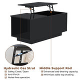 HOMMPA Lift Top Coffee Table with Charging Station Black Led Coffee Table with Storage Hidden Compartment Modern Coffee Table with Lift Top Center Table with LED Light for Living Room Home Office HOMMPA