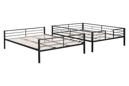 DNYN Space-Saving Full over Queen Bunk Bed with Metal Slat Support in Black - WoodArtSupply