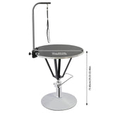 LUNUMAOS Hydraulic Pet Grooming Table with Adjustable Arms, 360 Degree Table Top Swivel Maximum Load 220 lbs Professional Pet Grooming Table, 34in Hydraulic (Black,Round) LUNUMAOS