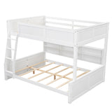 RuiSiSi Full XL Over Queen Bunk Bed with Storage, Modern Wood Queen Bunk Bed with Storage Cabinets and USB Ports for Kids Teens Adults, Space-Saving with Ladder, Guardrail, Antique White RuiSiSi
