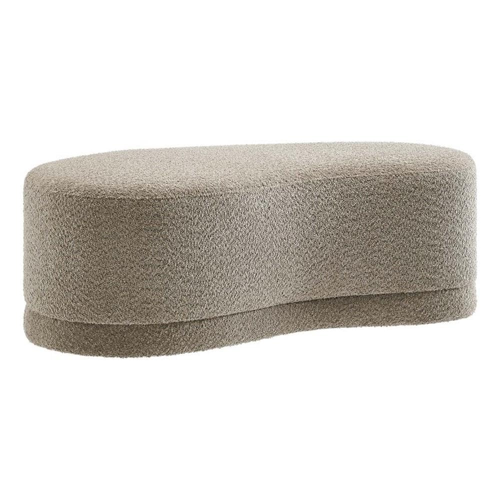 Modway Nimbus 48 Inch Curved Ottoman Bench in Oat - Soft Fabric Chenille Ottoman - Versatile Bedroom Bench - Bouclé Footstool - Upholstered Coffee Table - Bedroom and Living Room Furniture Modway