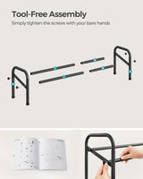 SONGMICS Expandable Shoe Rack, 1 Tier Shoe Rack Shelf, Adjustable Shoe Organizer Storage for 10 Pairs of Shoes, Metal Free Standing Shoe Racks for Closet, Front Door Entryway, Easy Assembly, Ink Black SONGMICS