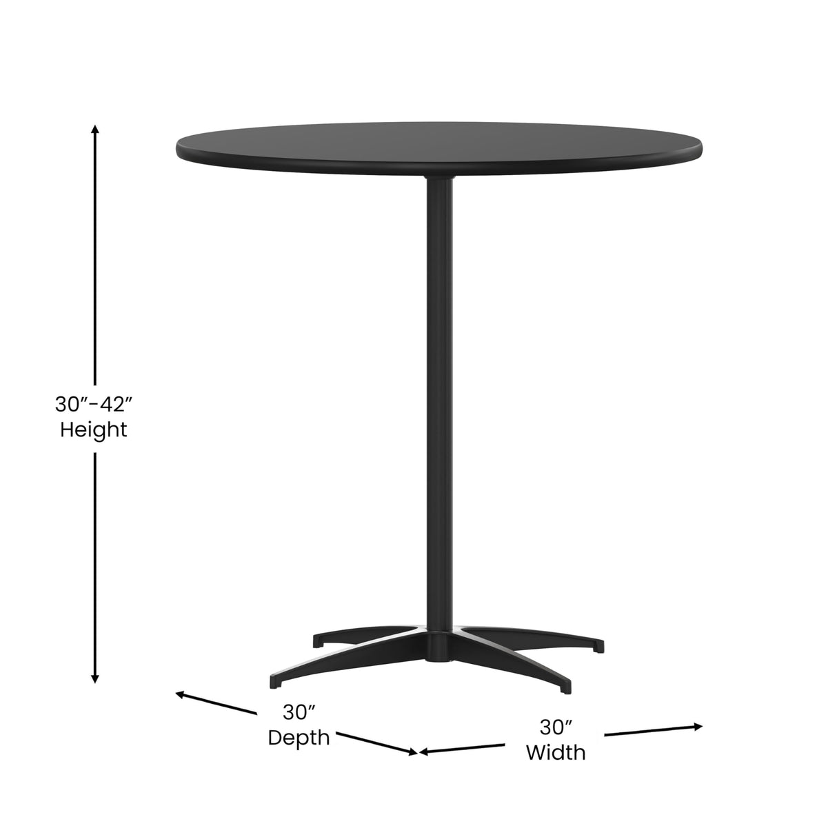 Flash Furniture Lars Black 30'' Round Wood Cocktail Table with 30'' and 42'' Columns Flash Furniture