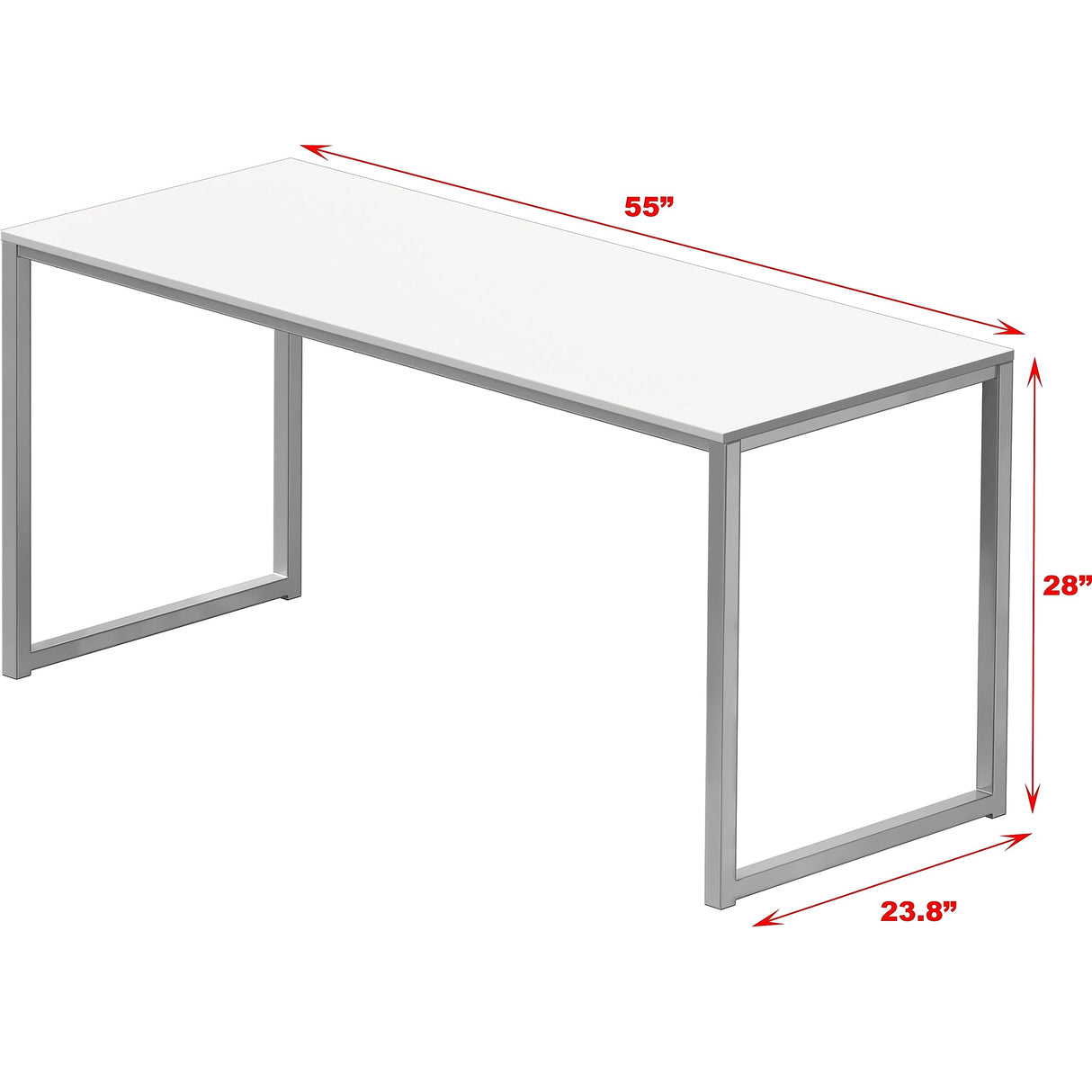 SHW Home Office 55-Inch Computer Desk, 24" Deep, White SHW