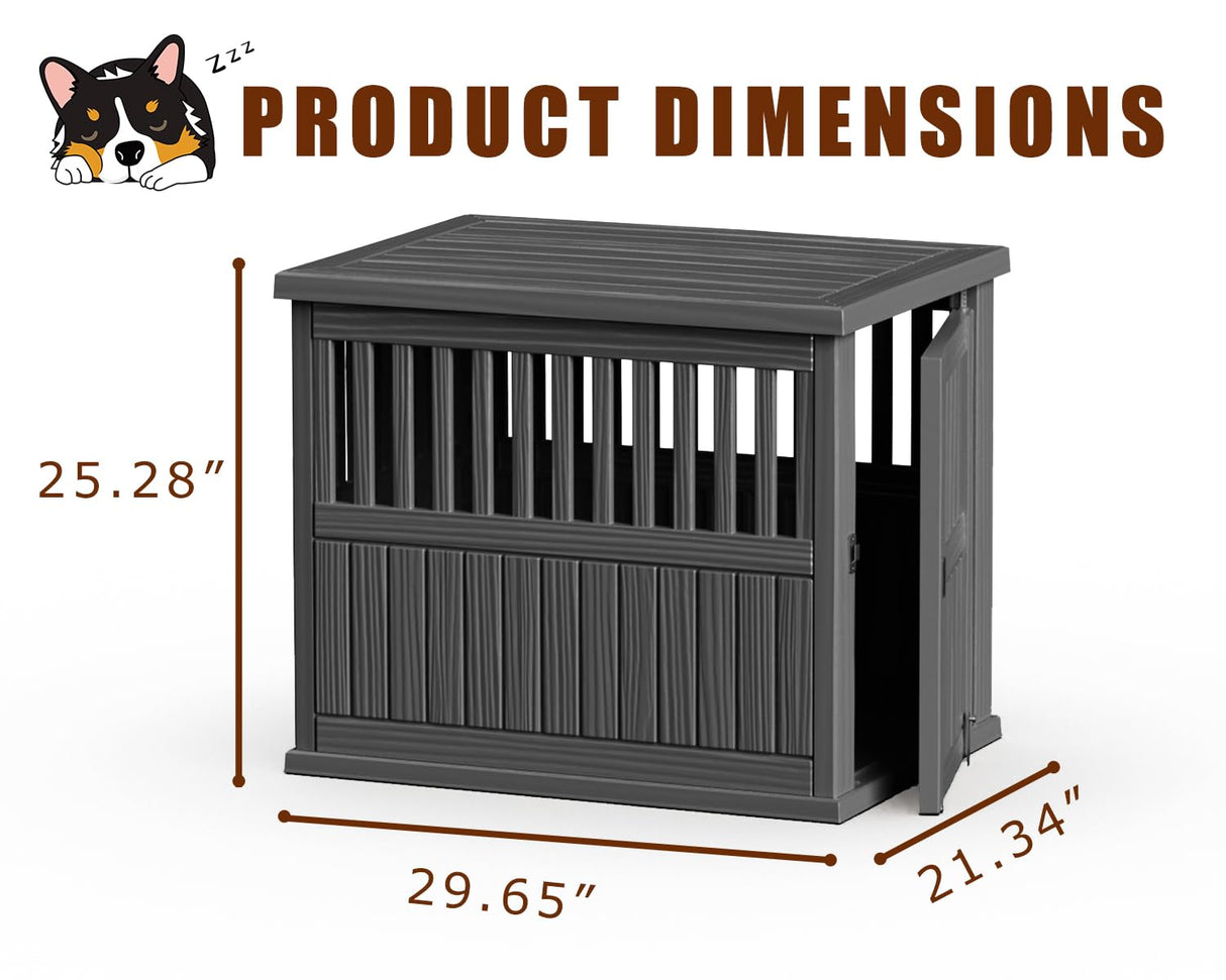 Vixzen Dog Crate Furniture for Small to Large Dogs,Decorative Resin Kennel Indoor,Multifunctional Dog Crate with Locking Buckle,End Table,Durable and Sturdy(Black 29.65 * 21.34 * 25.28) Vixzen