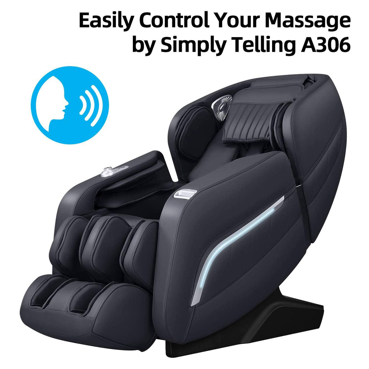 iRest A306 Massage Chair, Full Body Zero Gravity Recliner with AI Voice Control, SL Track, Bluetooth, Yoga Stretching, Foot Rollers, Airbags, Heating (Black) MYTHIA