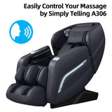 iRest A306 Massage Chair, Full Body Zero Gravity Recliner with AI Voice Control, SL Track, Bluetooth, Yoga Stretching, Foot Rollers, Airbags, Heating (Black) MYTHIA
