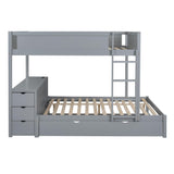 Merax Full Over Full Bunk Bed with Twin Size Trundle, Under-Bed Desk and Storage Drawers, No Box Spring Needed Merax