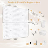 FZK Peg Board,36pcs Pegboard Kit, Includes 4 White Pegboard and Accessories,Plastic Peg Board,with Hooks Peg Board Wall Organizer for Office, Craft Room FZK