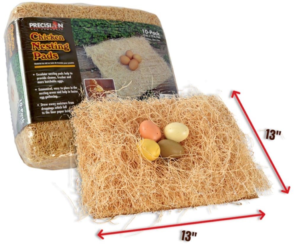 Precision Pet Chicken Nesting Pads by Petmate – 13” x 13” Premium Chicken Bedding Fit Most Nesting Boxes – 10 Pack,Beige, Made in USA PRECISION PET